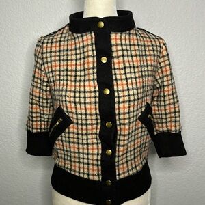 Lauren Moffatt Women’s Plaid Wool Jacket Blazer XSmall
